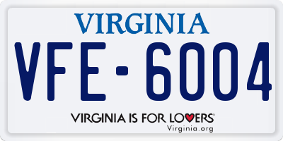 VA license plate VFE6004