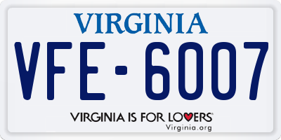 VA license plate VFE6007