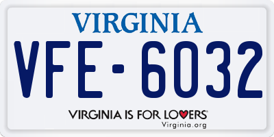 VA license plate VFE6032