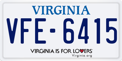 VA license plate VFE6415