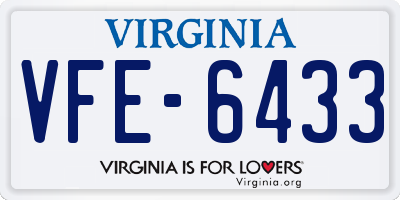 VA license plate VFE6433
