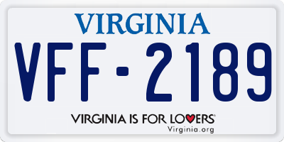 VA license plate VFF2189