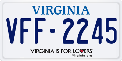 VA license plate VFF2245