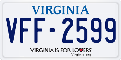VA license plate VFF2599