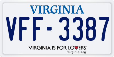 VA license plate VFF3387