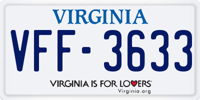 VA license plate VFF3633