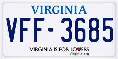VA license plate VFF3685