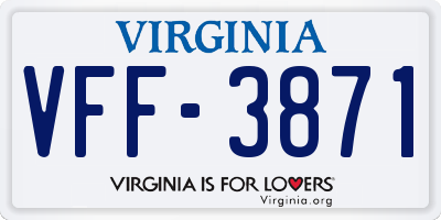 VA license plate VFF3871