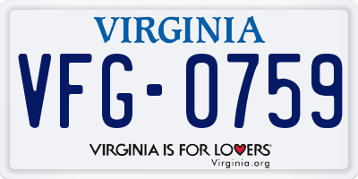 VA license plate VFG0759