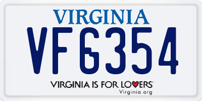 VA license plate VFG354