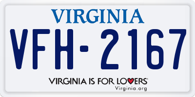 VA license plate VFH2167