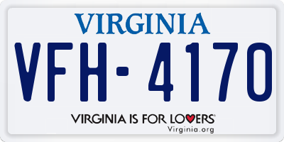 VA license plate VFH4170