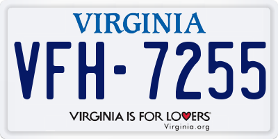 VA license plate VFH7255