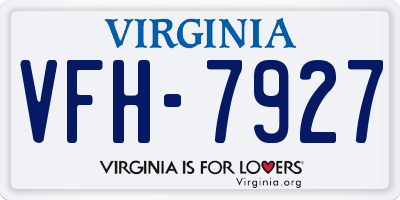 VA license plate VFH7927