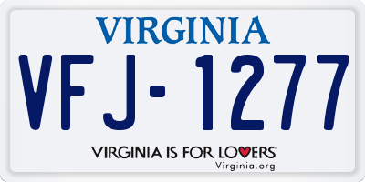 VA license plate VFJ1277