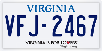 VA license plate VFJ2467