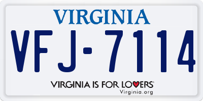 VA license plate VFJ7114