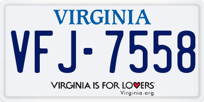 VA license plate VFJ7558