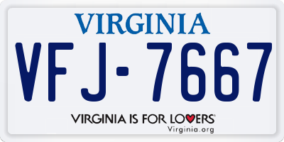 VA license plate VFJ7667