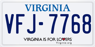VA license plate VFJ7768