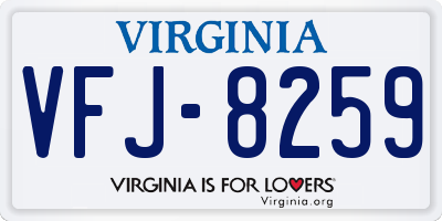 VA license plate VFJ8259