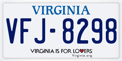 VA license plate VFJ8298