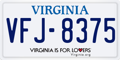 VA license plate VFJ8375