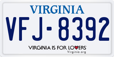 VA license plate VFJ8392