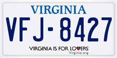 VA license plate VFJ8427
