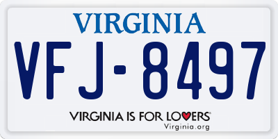VA license plate VFJ8497