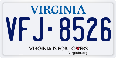 VA license plate VFJ8526