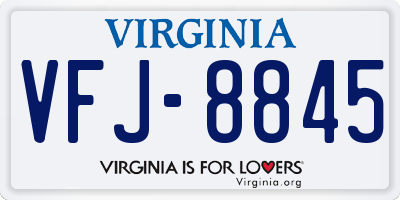 VA license plate VFJ8845