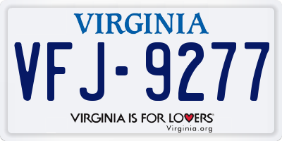 VA license plate VFJ9277