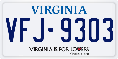 VA license plate VFJ9303