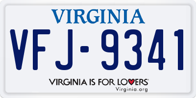 VA license plate VFJ9341