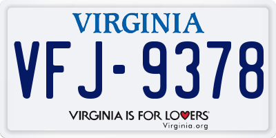 VA license plate VFJ9378