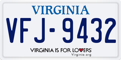 VA license plate VFJ9432