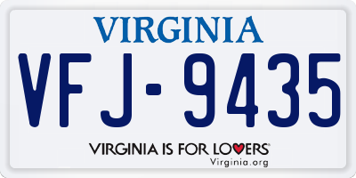 VA license plate VFJ9435