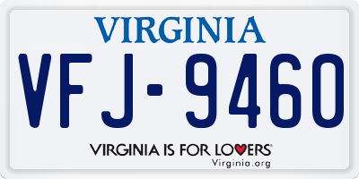 VA license plate VFJ9460