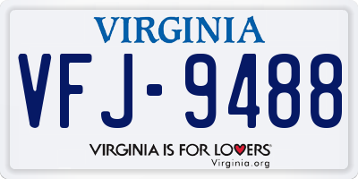 VA license plate VFJ9488