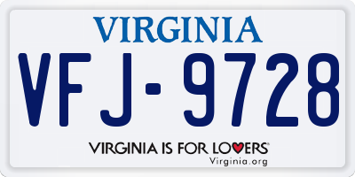 VA license plate VFJ9728