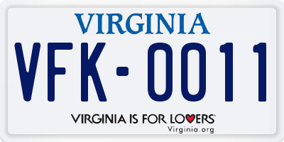 VA license plate VFK0011