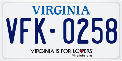 VA license plate VFK0258