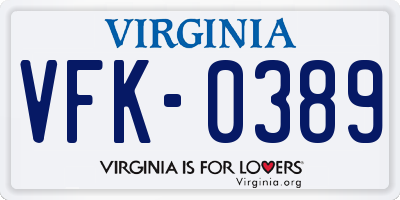 VA license plate VFK0389