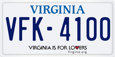 VA license plate VFK4100