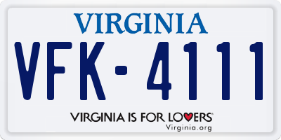 VA license plate VFK4111