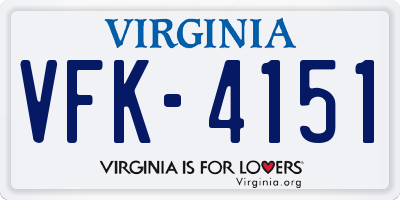VA license plate VFK4151