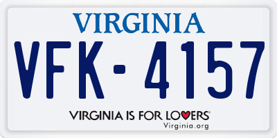 VA license plate VFK4157