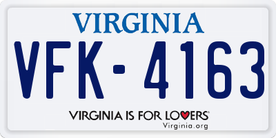VA license plate VFK4163