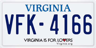 VA license plate VFK4166